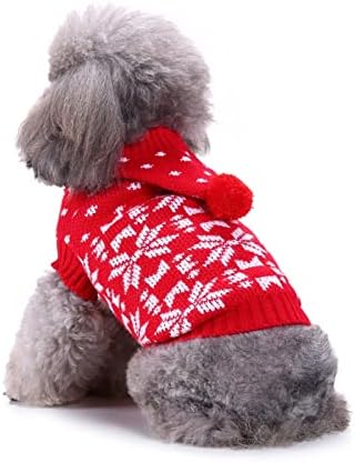 Кучиња џемпер девојче џемпер снегулка миленичиња облека Божиќно милениче куче шема со качулка облека за домашни џемпери за кучиња