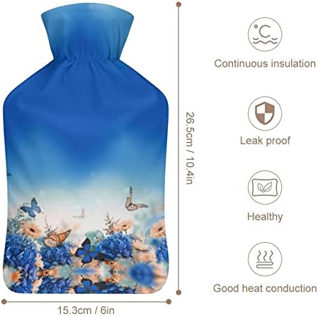 Hydrangea и маргаритки торба за вбризгување вода со покритие 1000 ml топло топло шише за мажи и жени