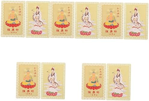 NUOBESTY Chinoiserie Декор 10 парчиња Подарок Здравје Златен Бог Фенг Општо Богатство И Кван Злато Будистички Буда За Благослов