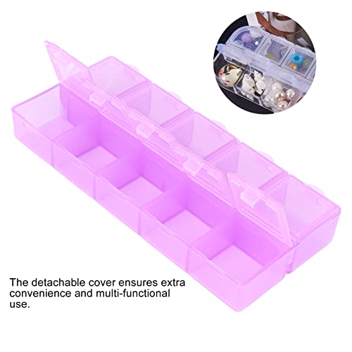 Козметички Додатоци, 10 Мрежи Квадратни Пурпурна Пластична Кутија Делител Сад За Складирање За Монистра Прстени За Обетки Апчиња За Шиење