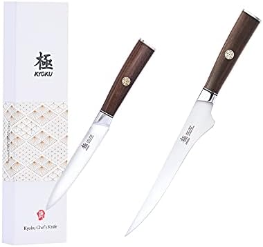Кјоку Даимјо Серија 5 Нож За Комунални Услуги + 6,5 Нож За Коски-Јапонски 440С Нерѓосувачки Челик - Рачка Од Розово Дрво