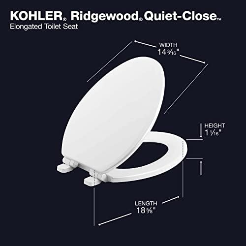 Kohler 20454-96 Ridgewood тивко-блиско тоалетно седиште, издолжено, бисквит и оригинален дел GP1013092-96 Комплет за капаци на завртки