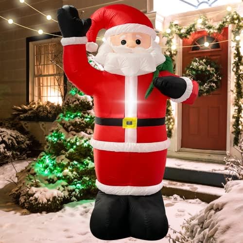 Декорации за Божиќни дворови на надувување на Kegemor, Дедо Мраз, 8ft за отворено гигантски високи разнесе Дедо Мраз со LED светло