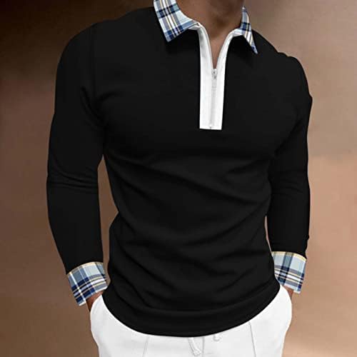 XXBR машки голф-маици, модна работа во боја на бои, карана карана лента, лента за тренирање на јака од редовно вклопување, врвови