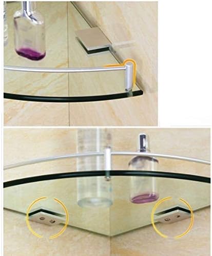 Zhanmam Бања агол стаклен полица alightид монтиран алуминиум 1 Ниво за бања за туширање калено стакло дупчење 20 ~ 25 см 0131