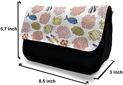 Случајна кутија за молив во аквариум, тропски риби корални гребени, торба со молив со ткаенини со двоен патент, 8,5 x 5,5, разнобојно