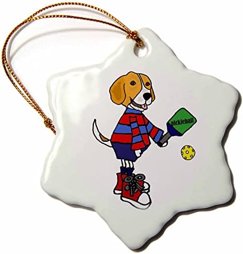 3drose Смешно симпатично Beagle Hound Dog кој игра пикбол спортски цртан филм - украси