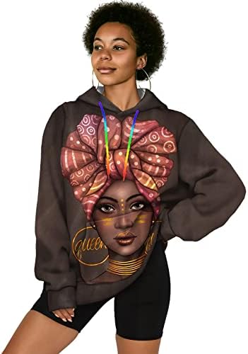 Jzo црни жени обични дуксери на афроамерикански врвови на афроамерикански врвови, вртејќи се џемпери за долги ракави за жени со џебови
