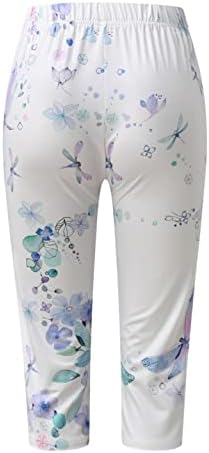 Uerенски женски цветни печати Капри Исеки хеланки летни бохо со високи половини со јога панталони, обични шорцеви меки хулахопки за влечење