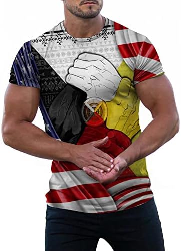 Ден на независност на ХДДК Менс патриотски маици, Ретро во САД знаме Индиски племенски маички врвови летни тренинзи тенок вклопувачки