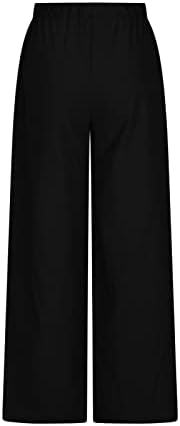 Обични панталони за тинејџерска девојка есен лето постелнина со високи половини од распрскувачи со широки панталони за подигање женски 2023 облека 1w