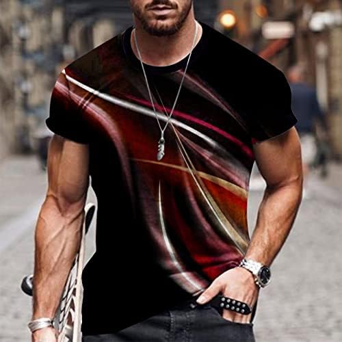 Дизајнерски кошули за мажи 3Д дигитална линија печатење на тркалезниот врат Краток ракав пулвер блуза улична облека кул удобни врвови