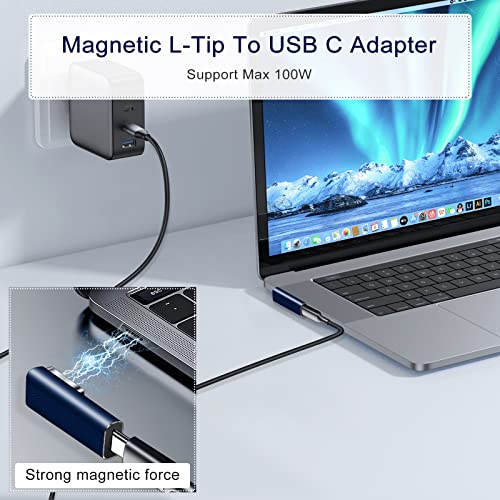 ETRE Jeune USB C До Магнетни L-Врвот Адаптер, Работи Со Тип-C 100w Моќ Брзо Полнење Конвертор Компатибилен Со Магнетни 1 Mac Книга