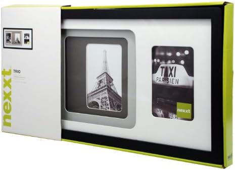 Nexxt Trio Collage Picture Frame, 10 до 20-инчи, измешана за 3- 4 од 6-инчни фотографии, црна рамка со неутрална матна во боја