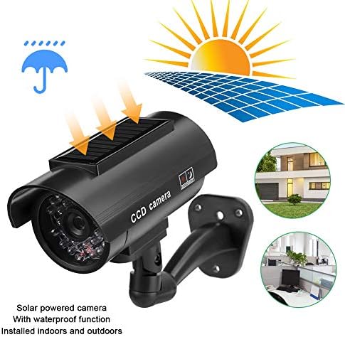 Безбедност на лажна симулирана надзор, соларна водоотпорна имитација на имитација на лажна камера со трепкачки LED LED светло надзорна