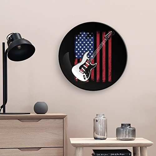 Електрична гитара САД знаме коска Кина Декоративна плоча Тркалезна керамички плочи занает со приказ за домашна канцеларија wallидна
