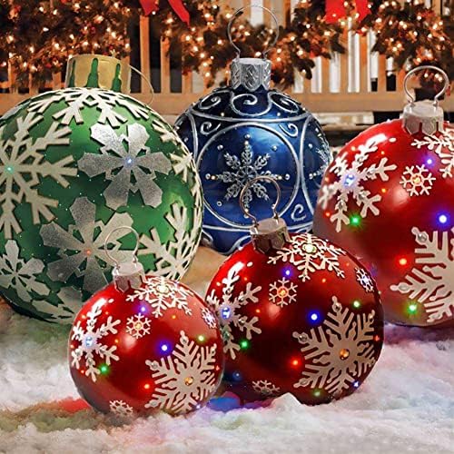 Божиќна топка за надувување на Лалео, 23,7 гигантски божиќни топки украси, Божиќни украси за одмор за одмор на отворено во затворен двор, уметничка