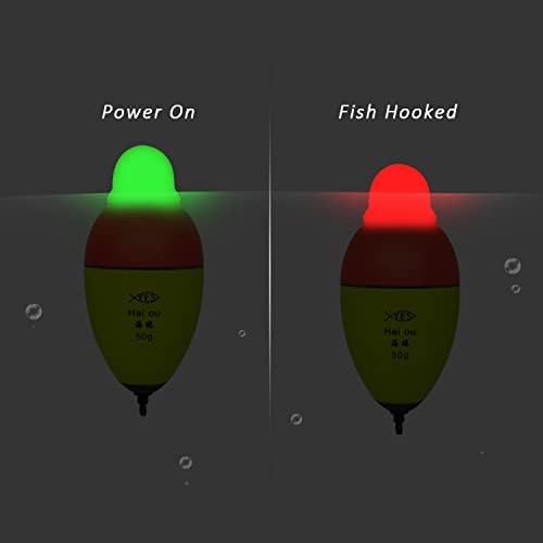Кангдун 3 парчиња Промена на бојата за промена на алармот Осветлени бобери за ноќно риболов - Зелена црвена LED светло за риболов