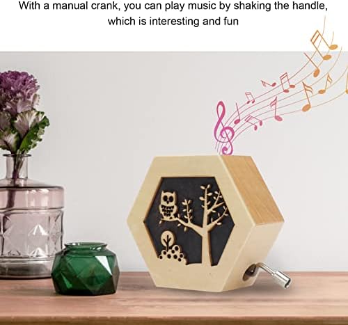Tissting дрвена музичка кутија со рачно искривена, исклучителни резби, музичка кутија Десктоп занаети Преносен лесен украс за полица за домашни