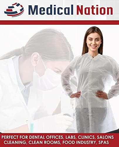 Лабораториски палта за медицинска нација за возрасни | Случај од 30 | Бел лабораториски палто, издржлив, лабораториски палто за жени и мажи