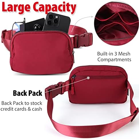 Торба за појас за жени и мажи фани пакувања торби со половината со прилагодлива лента за тренингот што патува пешачење