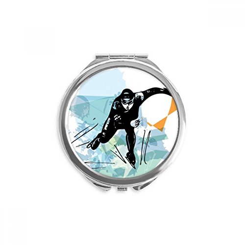 Зимски спортско лизгање со брзина на машки спортисти рака компактно огледало тркалезно преносно џебно стакло
