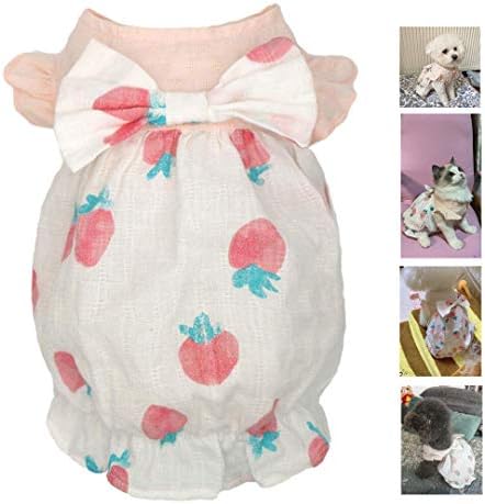 Jalin Pet Meit јагода печати летни фустани за кучиња кучиња со мачки кучиња дневна облека)