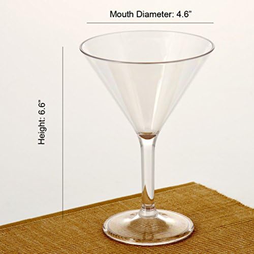 Градска Точка 4 парчиња 10 МЛ кристално чисто Пластично стакло мартини, Комерцијално Пластично Стакло За Коктели Отпорни на Кршење,