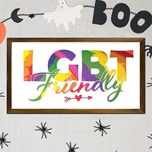 ЛГБТ гордост врамени дрвени знаци ЛГБТ пријателски висечки дрво знак рустикален геј гордост wallид декор виси знак за плакета