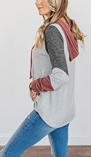 Women'sенски дуксери пулвер со долги ракави врвови обични симпатични лесни качулки лабави кошули со џемпери на џемпери