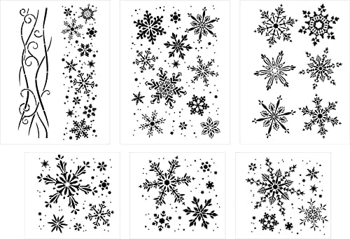Снегулка матрица поставена од Sutior12-6 Piect Set - Made Made - DIY Божиќни украси | Шаблон за еднократно мешани медиуми за изработка