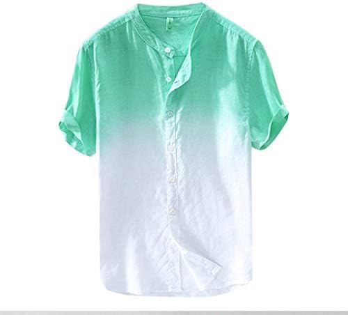 Маички од латиндј маица ленени ленени кошула за дишење градиент во боја лето лето кратки ракави на плажа врвови одмори од одмор