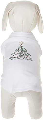 Производи за миленичиња Мираж 12-инчи новогодишна елка за печатење на миленичиња за домашни миленици, средна, бела боја