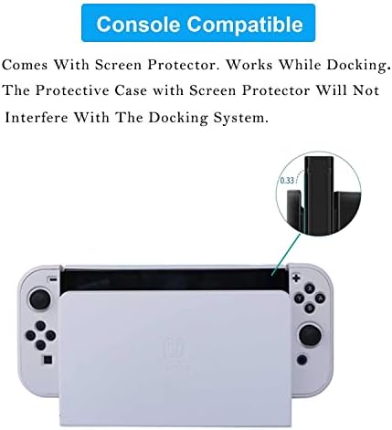 Comcool Dockable Case за Nintendo Switch OLED 2021 - Симпатични додатоци за заштитно покритие за Nintendo Switch OLED 7 инчи и радосен контролер со контролор на екранот за заштита на екранот - каме