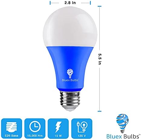 2 ПАКЕТ BlueX LED A21 Сини Светилки - 15w-E26 База Сина LED Сијалица, Партија Декорација, Трем, Домашно Осветлување, Празник