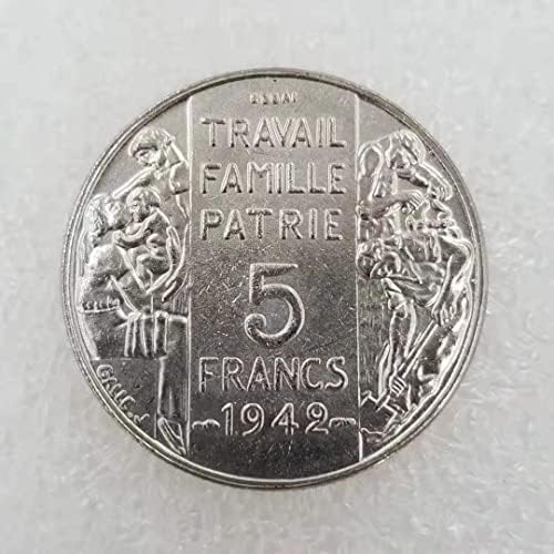 АВЦИТИ 1942 француски 5 Франци-Педан Шема Монета Комеморативна Монета - Реплика Монета Колекција 564