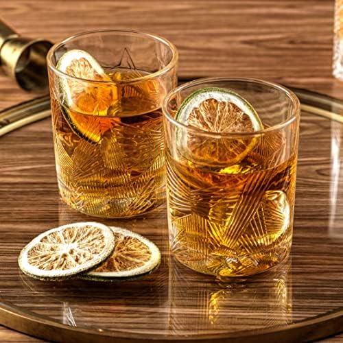 Џојолт Гетсби Виски Стакло Во собата на 6 Текстура Виски Очила за бар . Старомодни Карпи Очила За Скоч, Бурбон и Алкохол. Уникатен