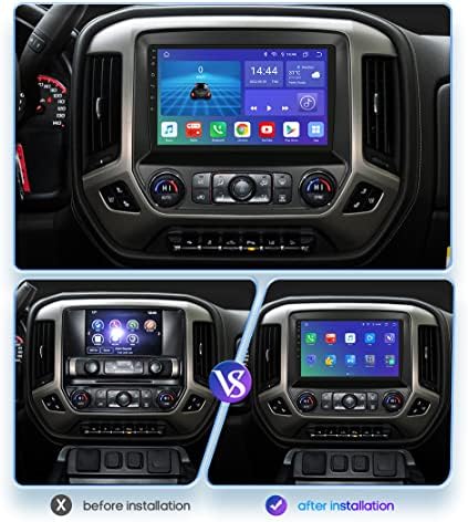 Hizpo Автомобил Стерео За Chevrolet Silverado 2014-2018/GMC Сиера 2014-2018 10.1 Инчен Екран На Допир Со Безжичен Apple Carplay,