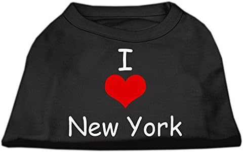 Производи за миленичиња Мираж 12-инчи ги сакам кошулите за печатење на екранот во Newујорк за домашни миленици, средно, црно