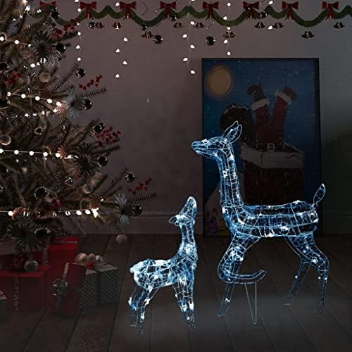 Великеа акрилик ирваси Семејство Божиќна декорација 160 LED ладно бело