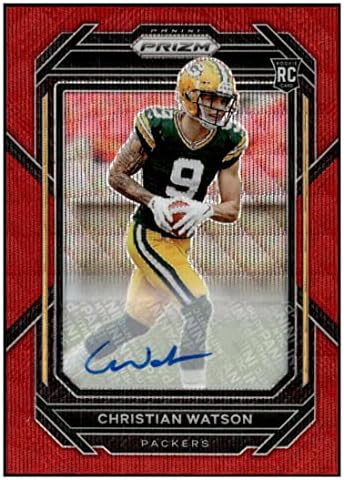 Christian Watson RC Auto 2022 Panini Prizm /149 Rookie Autographs Red Wave 314 Packers NM+ -MT+ NFL фудбал