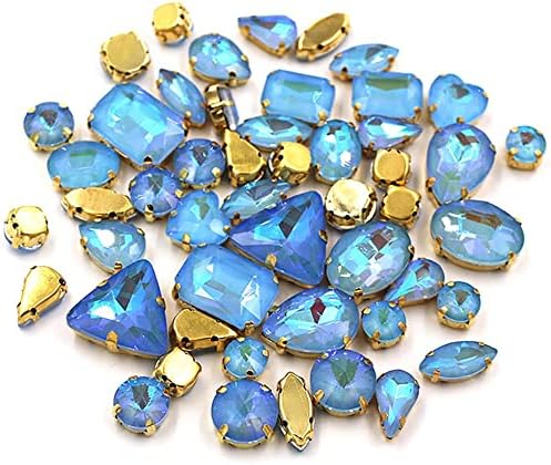 Hjkogh Nail накит 50 парчиња/торба измешана AB mocha Флуоресцентно стакло кристал камен златен канџи нокти накит за нокти
