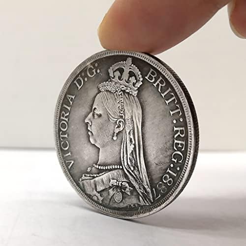 Кралицата Викторија Бронзен Медал Монета 1887 Британско Велшко Знаме Црвен Змеј Медалјон Антички Сребрен Долар