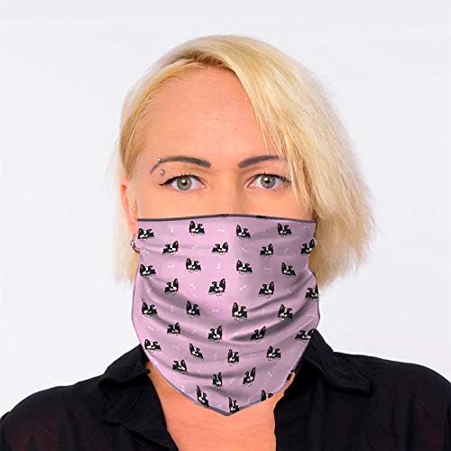 Пинк симпатична Бостон териер маска за лице-кучиња маски за печатење на бандана за завиткување на главата за завиткување