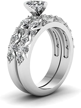 2023 година Нова двојка дијаманти Американски циркон срцев прстен целосен и европски дијаманти праска микро-украсена шема инфалирани
