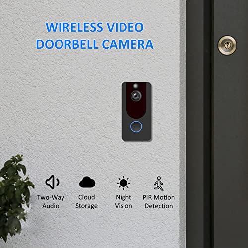 Acogedor Ring Video Videobell WiFi безжична камера на вратата со откривање на движење, 1080p HD, ноќно гледање, далечински управувач на вратата на вратата на вратите безжични