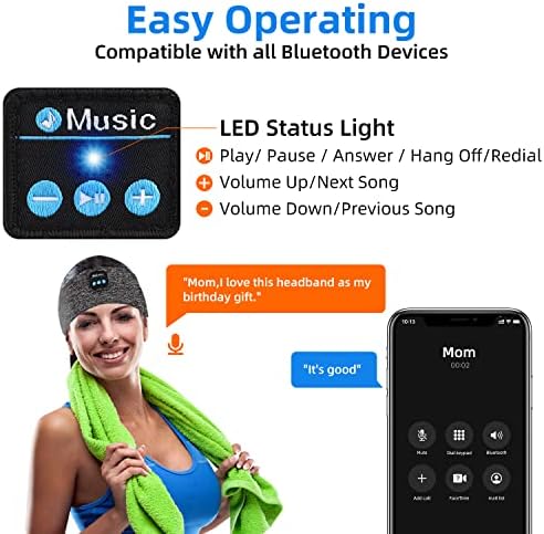 Слушалките за спиење на Leekaowee 2023New, слушалки за спиење во Bluetooth Sports, со ултра тенки стерео звучници со висока дефиниција,