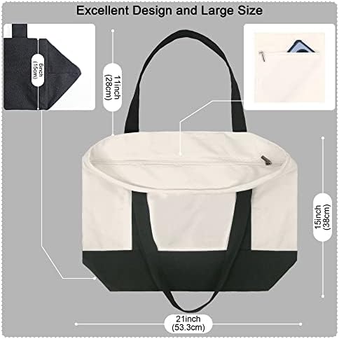 Beegreen 24 пакувања црни 12oz платно торбички за жени големи точки торби рефус со патент платно торба со рачки со рачки со тешки вреќи со плажа