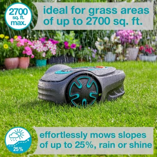 Gardena 15201-41 Sileno Minimo - Автоматска роботска трева за трева, со Bluetooth апликација и гранична жица, една од најтивките