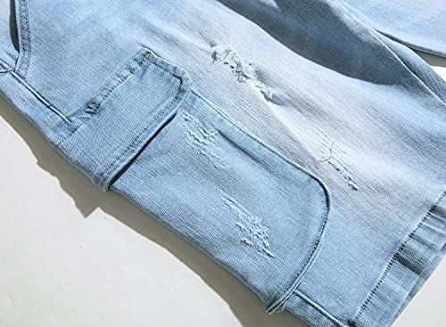 Обични летни тексас шорцеви за мажи со средна половината Jeanан карго шорцеви со џебови измиени директно прилагодени класични